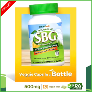 (Salveo Barley Grass) SBG Powder In Bottle 500mg 120 Capsules of pure and organic for Kids & Adult HH ORIGINAL Detoxifier Promotes Liver Health Fights Infection Good For The Heart Promotes Digestive Health Helps Treat Type 2 Diabetes