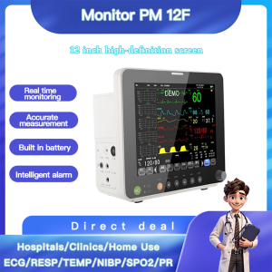 จอภาพ ECG 6 พารามิเตอร์ 12F หน้าจอความละเอียดสูง 12.1 นิ้ว เหมาะสำหรับการติดตามผู้ป่วยในโรงพยาบาล/คลินิก/ที่บ้าน จอภาพข้างเตียง จอภาพสัญญาณชีพ อุปกรณ์เสริมครบชุด ECG/ระบบทางเดินหายใจ/อุณหภูมิ/ความดันโลหิตที่ไม่รุกราน/ความอิ่มตัวของออกซิเจนในเลือด/อัตราชีพ
