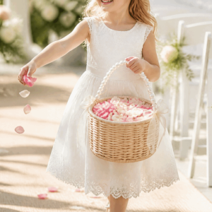 WEYAN Có vẻ ngoài tự nhiên. Giỏ hoa đan. Làm thủ công Nhân tạo Giỏ quà tặng ngày Valentine. Thanh lịch Di động Giỏ xách tay đính ngọc trai và ruy băng Đạo cụ chụp ảnh