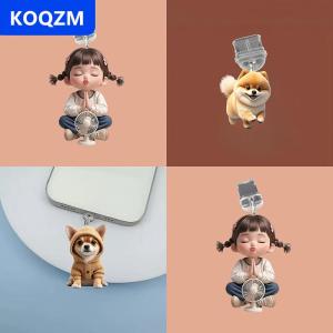 [COD] KOQZM Điện Thoại Di Động Bụi Cắm Pendan Dễ Thương Mèo Con Chó Shamrock Trang Trí Treo Mặt Dây Chuyền Cho Iphone Loại C Sạc Cổng Chống-Bụi Cắm