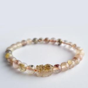 D35 Golden Needle Rutilated Quartz bracelet with Pixiu