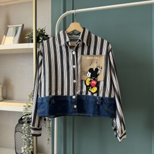 BL20955 Premium Mickey Jeans Striped Shirt