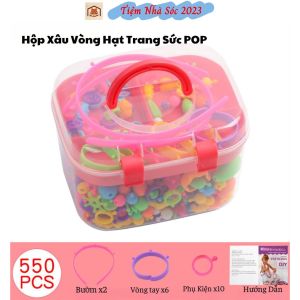 Đồ Chơi Lắp GhépHộp Xâu Vòng Hạt Trang Sức Pop 550 Chi Tiết Cho Bé Gái Làm Vòng Tay Vòng Cổ Bờm Dễ Thương-Tiệm Nhà Sóc 2023