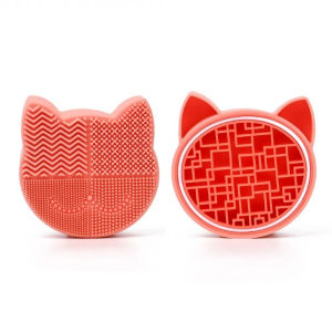 NBANLIKE Silicone Makeup Brush Cleaning Box Portable 2 in 1 Washing Brush Pad Reusable Two-sided Make Up Tool Scrubber Box for Women