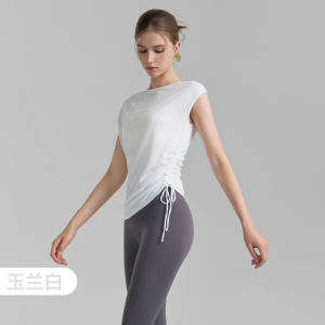 Cool sleeveless yoga t-shirt with high stretch drawstring yoga suit new product for slimming sports bra top womens summer