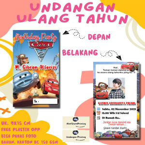 Undangan Karakter CARS ( 100 PCS / 50 PCS / 30 PCS/ 20 PCS / 10 PCS ) / Undangan ulang tahun / undangan ultah / undangan cetak / cetak undangan / undangan anak / undangan print / undangan pesta / print undangan / undangan karakter / undangan motif /