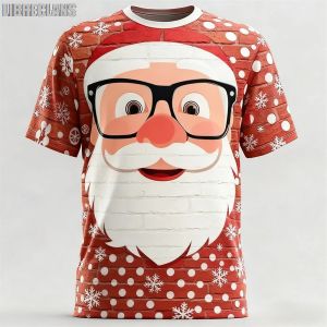 [Local Stock] VCC Fun Santa Claus 3D Print Harajuku Sporty Men T-shirt Casual Loose Street Christmas Party Cartoon Cute Short-sleeve Clothing Top