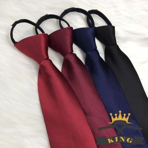Cà vạt nam thắt sẵn công sở bản 8cm King caravat dây kéo vải sẹc lịch sự C007
