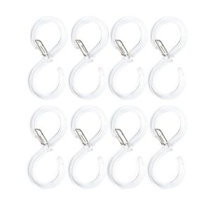OKDEALS01 Plastic Hook S Shaped Transparent Storage Hook 8Pcs Hanging Storage Organizer for Pot Shelf
