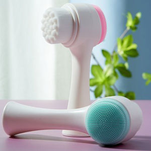 แปรงทําความสะอาดหน้า 2 ด้าน ที่ขัดหน้า ลดสิวเสี้ยน ทําความสะอาดผิวหน้า พกพาสะดวก Face brush