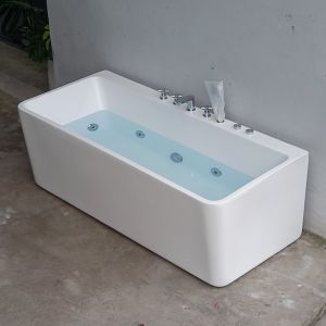 Bồn chữ nhật liền khối dài 1.7m ( Loại gắn sen vòi và sục massage )