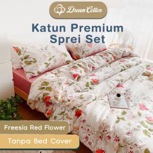 Dreamcotton Sprei Set Katun Lokal Premium Motif Bunga Double Karet 90x200cm| 100x200|120x200 |160x200 |180x 200cmTinggi 25-30cm Sprei Anak Sprei Dewasa Single Sprei Double King Size Sprei Set Bahan Katun Lokal Adem dan Anti-bakteri
