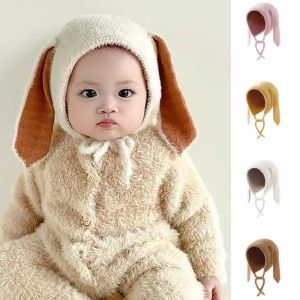 SEJUE4373 Solid Color Children Pullover Cap Trendy Elastic Brimless Beanie Cap Versatile Dome Rabbit Ear Knitted Hat Winter