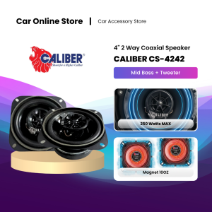 Original CALIBER CS-4242 4 Inch 2-WAY Coaxial Speaker Diameter 4 inch 250 Watts Maximum Power Impedance 4 Ohms