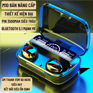 Tai Nghe Bluetooth M10 Bản Nâng Cấp Pro Chip 5.1 Bluetooth Mạnh Mẽ Pin Cực Trâu Mic Đàm Thoại 2 Bên Hỗ Trợ Mọi Dòng Máy Tai Nghe Bluetooth Không Dây M10 Tai Nghe Nhét Tai Không Dây tai nghe không dây tai nghe bluetooth không dây