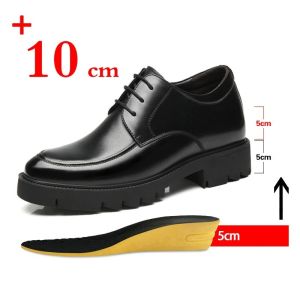 YCHION Genuine Leather Shoes Men Elevator Shoes Platform Heels 8cm 10cm Height Increase Heightening Shoes Man Dress Shoes