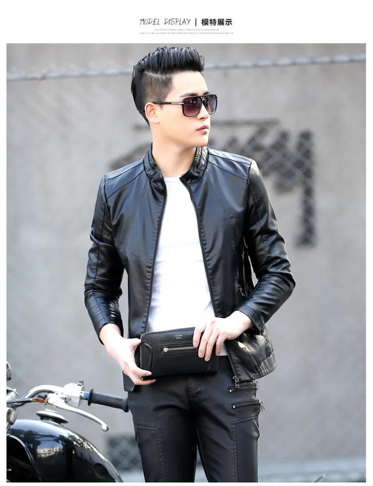 YCAMEL 2024 Men's leather Jacket design stand collar Coat Men