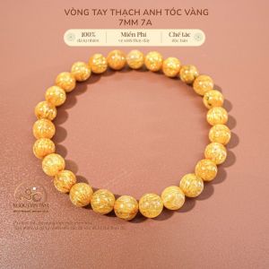 Ngọc Đan Tâm - Vòng Tay Thạch Anh Tóc Vàng 7mm 7A - Mệnh Kim & Mệnh Thổ