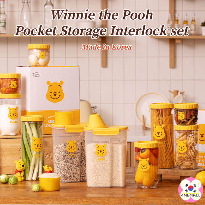 LocknLock × D Isney Winnie The Pooh Pocket Storage Interlock Round ...