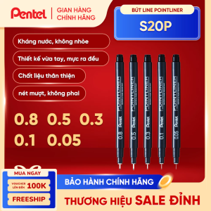 Bút line đi nét Pentel Pointliner S20P mực đen 5 kích thước tuỳ chọn