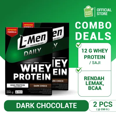 Twin Pack - L-Men Daily Dark Chocolate 250g - 12g Whey Protein - 4 Serving
