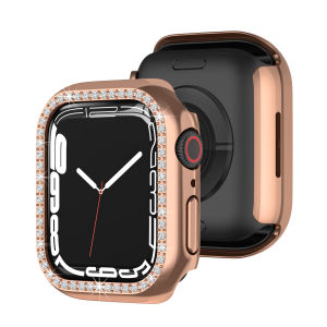 BassPal Single Row Bling Crystal Diamonds Protective Cover For Apple Watch Series 6/5/SE/4/3/2/1 Case Diamond Glitter PC Plated Bumper Frame for 38/42/40/44mm Ultra2 9 8 7 41MM 45MM 49MM