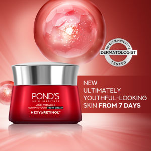 PONDs Age Miracle Ultimate Youth Night Cream Hexyl-Retinol 50G - Moisturizer for Face Brightening & Skin Care