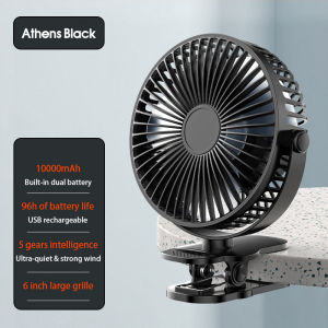 10000mAh Clip-On Fan Mini Portable Wind Power 720° Adjustable Student Cute Small Cooling Ventilador Ultra Quiet Home Office Stand Fan