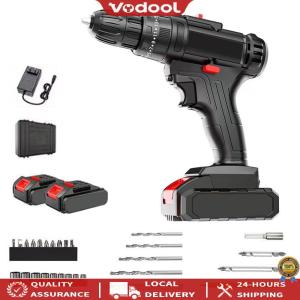 [Vodool Official Tool] Rechargeable Electric Drill Driver for Home Renovation and Carpentry Lightweight Cordless Power Tool with Adjustable Clutch