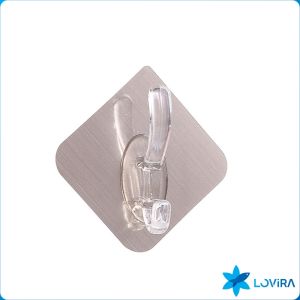 LoviRa Hook without punching strong adhesive clothes hanger towel transparent and traceless continuous row adhesive hook
