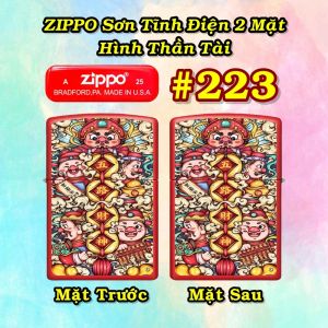 bật lửa zippo sơn tĩnh điện 2 mặt hình thần tài kiểu #223 có mộc đáy - xài xăng