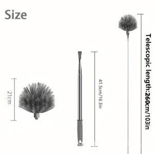 Ceiling Duster Extendable Pole Cobweb Cleaner Microfiber Head Anti Static Washable Home Cleaning Tool
