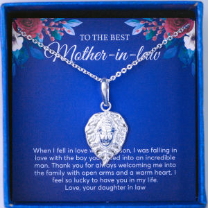 Mặt Dây Chuyền Bạc Tặng Mẹ Chồng Hình Lá Bồ Đề Một Mặt Khắc Chữ Thiền Một Mặt Có Đầu Phật Nổi - Vàng Bạc Duy Hiển