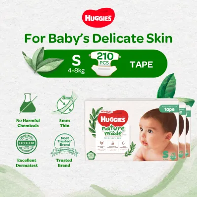 Huggies Platinum Naturemade S 70s Tape Diapers Case
