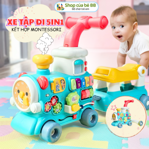 Xe Tập Đi Kết Hợp Đồ Chơi Montessori Xe Chòi Chân Hình Xe Lửa Kèm Hiệu Ứng Phun Khói Đồ Chơi Cho Bé. Shopcuabebb