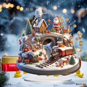 [COD] WANGJIA Santa Claus Tabletop Decoration With Base 2D Acrylic Christmas Ornaments 2026 Xmas Navidad Party Supplies