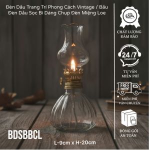 Đèn Dầu Trang Trí Phong Cách Vintage /Bầu Đèn Dầu Vân Sóng Chụp Đèn Dáng Tròn
