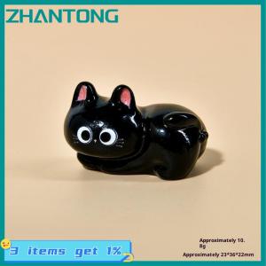 ZHANTONG 1 6Pcs Cute Kitten Desktop Room Decor Figurine Miniature Cartoon Black Cat Micro Landscape Resin Ornaments For Home Decoration