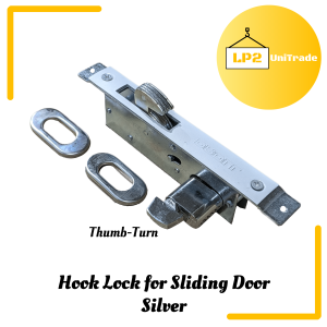 Sliding Door Hook Lock | Aluminum Glass Door Lockset | Both Side Key / Thumbturn Lock | Hookbolt for Sliding Doors