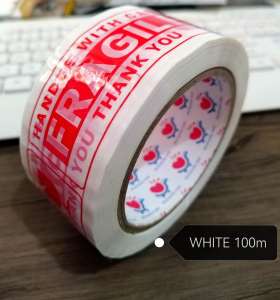 FRAGILE WHITE 2inch 100m Tape Stickers Handle With Care Warning Packaging Tape ( HUAZI FLORAL )