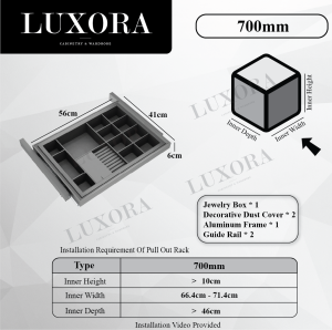 LUXORA Aluminium Alloy + Leather Multifunctional Wardrobe Cabinet Jewelry Accessories Storage Pull Out Organizer Drawer