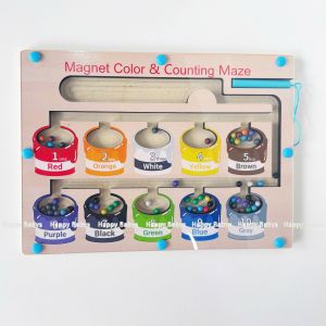 Bảng gỗ giải đố  mê cung nam châm học màu sắc số đếm