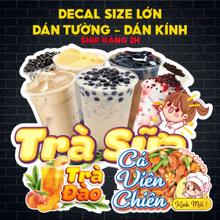 Hình dán sticker đồ ăn, đồ uống size bự, dán tường, dán cửa kính. sẵn ...