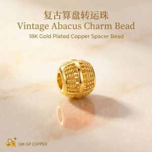 Gold-Plated Copper Vintage Abacus Bead Pendant 4.5mm Hole DIY Jewelry Making Bracelet Necklace Charm