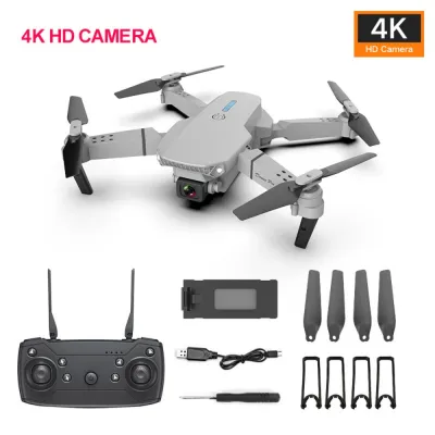 HQIANGDA Single/Dual Mini Drone 4K HD Camera E88 E99 RC Helicopter Toy WiFi FPV Wide-Angle RC Aircraft