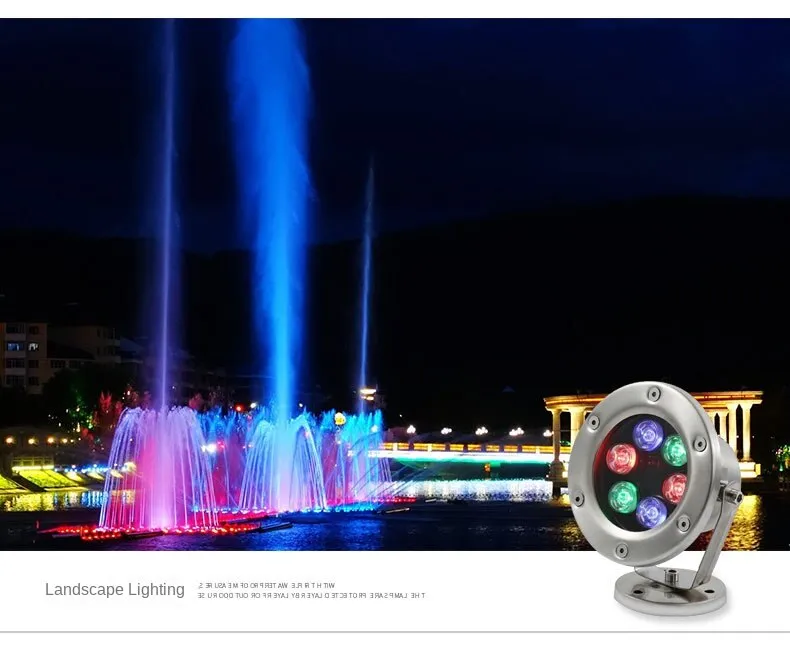 Outdoor LED Fountain Light 6W 9W 12W Control Stainless Steel IP68 RGB Water Fountain Lighting