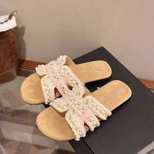 [Free Shipping] Simple And Versatile Beaded Open-Toe Slip-On Sandals For Women 2026 Summer New Fashion Versatile Outdoor Sandals For Women