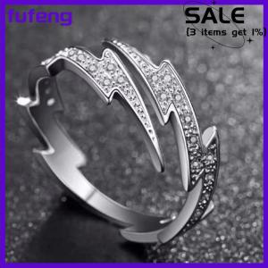 fufeng Punk hip hop màu bạc Zircon sét mở nhẫn cho nam giới đồ trang sức thời trang quà tặng sáng tạo điều chỉnh vòng