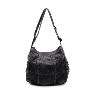 2026 New denim Korean-style simple casual lazy-style large-capacity student school bag womens crossbody shoulder bag