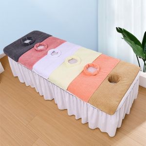 MMLUCK Soft Massage Face Towel Thickened with Hole SPA Massage Towel Microfiber Towel Solid Color Headrest Pads Home Accessories